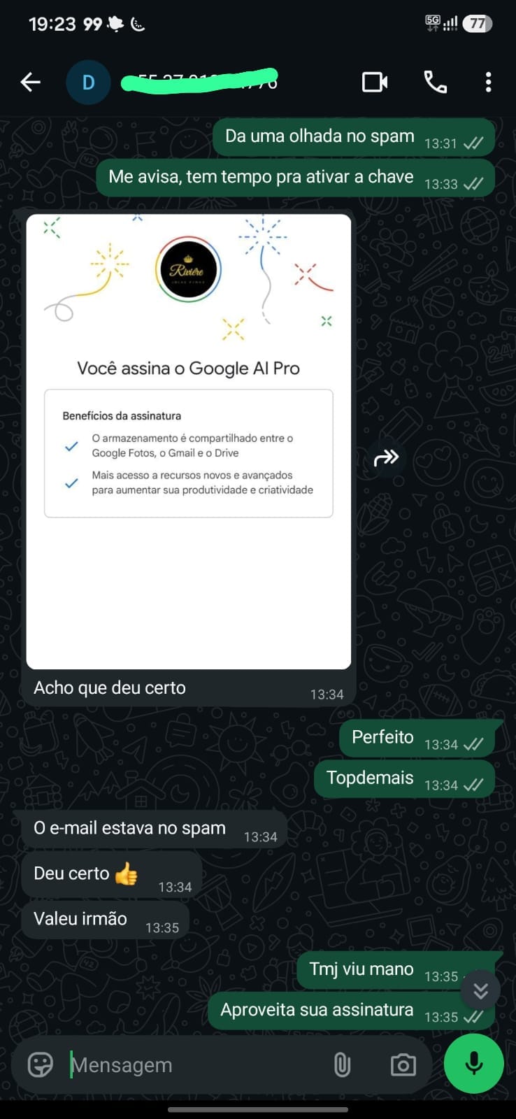 Ativação Google AI Pro 5